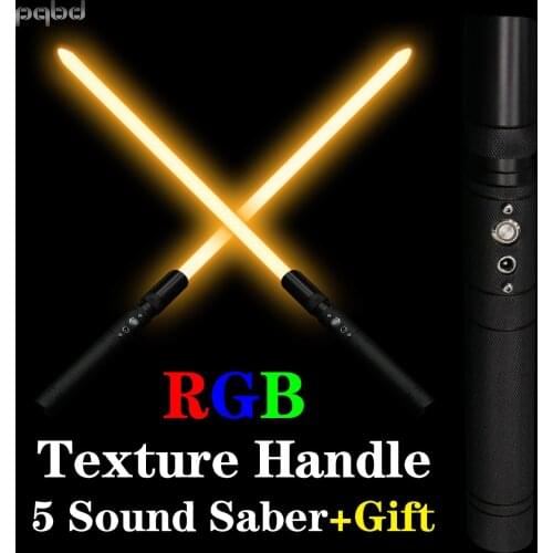 Pqbd Texture Lightsaber RGB 11 Color Change Frosted Metal handle 5 Sound Sets Light Saber Force FX Blaster Laser Sword Cosplay