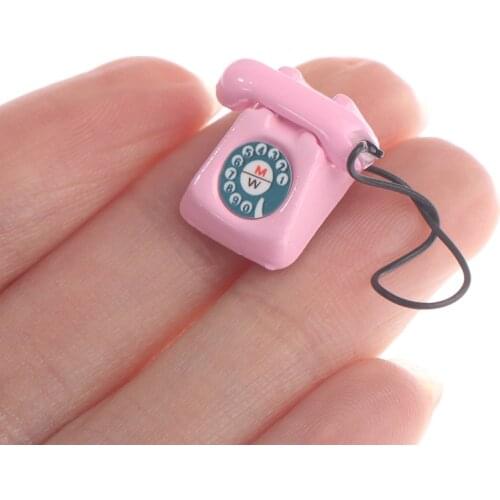 Mini mobile phone Doll house decoration red black pink Retro phone for for 1/6 1/8 1/12 barbie doll use mini telephone