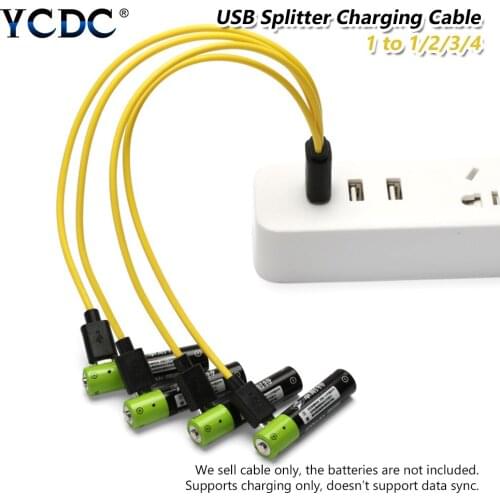 USB 2.0 A Male To Micro USB Male Splitter Cable Fast Charging Cord 1 To 1/2/3/4 For Android Phone Power Bank AA AAA Battery