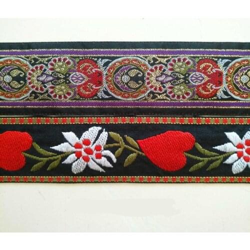 Vintage embroidery arabic style 5cmx10YARDS Polyester Woven Jacquard Ribbon DIY Guitar belt bag clothes curtain Accessories lace