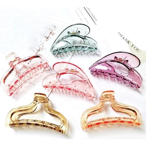 New Fashion Simple transparent candy color large grip clip hairpin Pan Hair Claw For Women girl Hair accessories Headdress