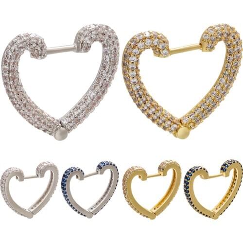 ZHUKOU Multi-color 1piece heart small hoop earrings AAA Cubic Zirconia crystal earring hoops for women jewelry model:VE164