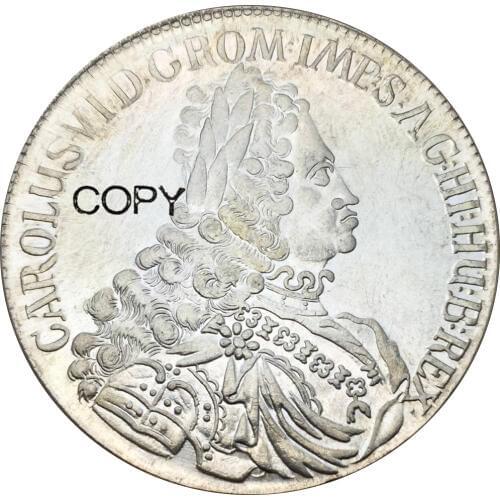 Austria 1720 Charles VI Holy Roman Emperor 1 Thaler Cupronickel Plated Silver Copy Coins