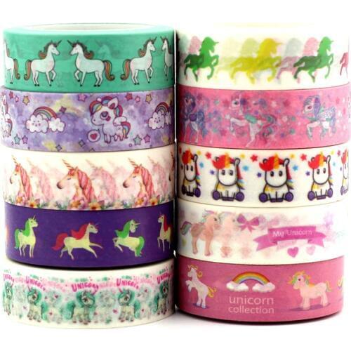 1pc Masking Washi Tape Paper Collection Unicorn Corgi Cat for DIY Crafts, Scrapbooking, Bullet Journal, Planner, Gift Wrapping