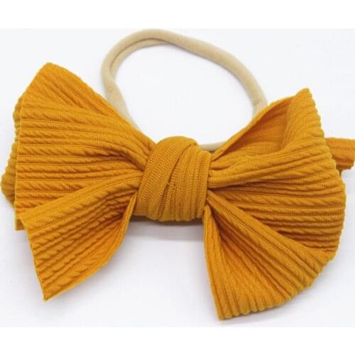 1pcs Baby Girls Fabric Messy Bows Nylon Headbands Newborn Handtie Knot Headwraps Big Top Bows Infants Hairbands Hair Accessories