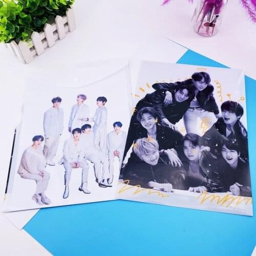 10pcs/Lot Kpop Star toy JUNGKOOK SUGA JIMIN V JHOPE JIN RM paper file Map Of The Soul Tour buggy bag file pocket toy