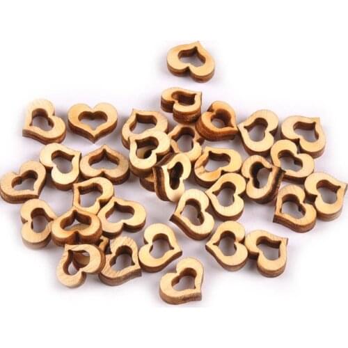 100Pcs Mini Hollow Heart Pattern Wooden Crafts For Home Decoration Scrapbookings Decoration DIY Handmade Sewing Art 8x10mm M1560