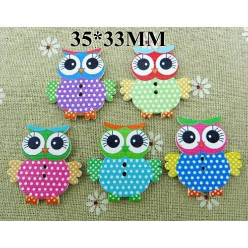 15pcs Owl Buttons Brand Cartoons Wood Sewing Bird Button Fits Decoration Scrapbook Charms WCF-150