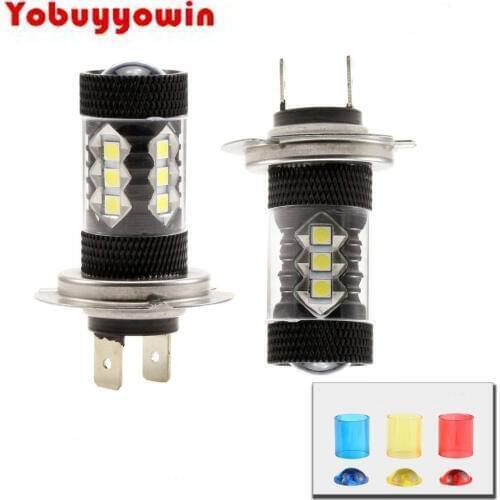 2 x 80W H7 Super Bright High Power 16PCS Cree Chips LED Bulbs Used for DRL or Fog Lights- 2 Yr Warranty (H7)