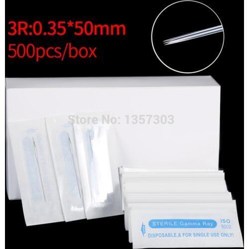 Free Shipping 500 Pieces/Box Tattoo 3R Needles For Permanent Eyebrow and Lip Munsu Makeup Machine 0.3mm*50mm
