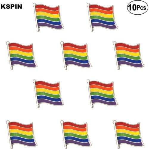 6 Stripe Rainbow Pride Lapel Pin Flag badge Brooch Pins Badges 10Pcs a Lot