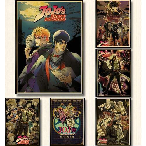 Anime JoJos Bizarre Adventure JOJO Poster Action Anime Retro Poster Painting Wall Art For Living Room /Bar /Cafe Room Decor