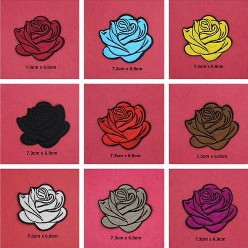 Big Rose Flower Patches Cap Shoe Iron On Embroidered Appliques DIY Apparel Accessories Patch For Clothing Fabric Badges BU75