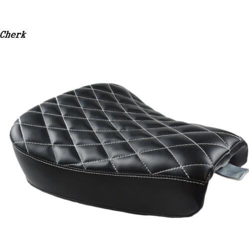 Black Motorcycle Parts Front Driver Diamond Leather Pillow Solo Seat Cushion For Harley Sportster Forty Eight XL 1200 883 72 48