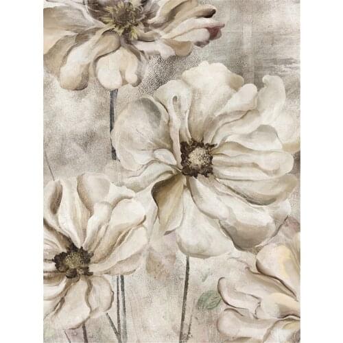 Flower Pink Grey Floral Nordic Printed Water-Soluble Canvas 11CT Cross Stitch Full Kit Embroidery DMC Threads Different