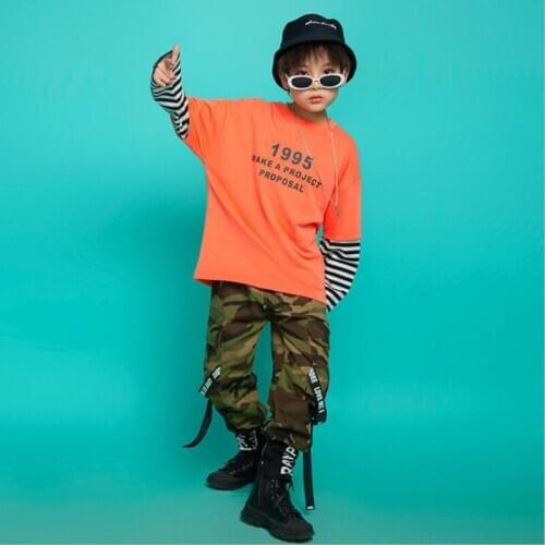 Kid Festival Hip Hop dancing Outfits Pink Oversize Sweatshirt Tops Camo Cargo Pants for Girls Dance Costumes Street Clothes wear
