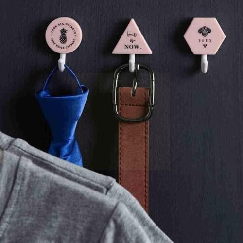 Home Strong Non-marking Hook Simple Geometric Shape Hook Convenient Small Household Hook Daily Kitchen Sticky Bathroom M8U9