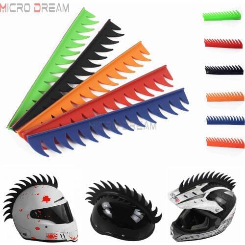 Road Warrior MX Stick On Motorcycle Helmet Mohawks Rubber Spike Strip Sticker Dirt Bike Cool Capacete Decoration Universal