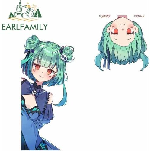 EARLFAMILY 13cm for Rishia Hololive Car Stickers Funny Waterproof Decals Occlusion Scratch Personality Cute Vinyl Car Wrap