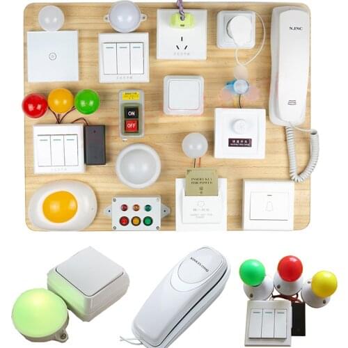 Busy Board DIY Toys Educational Sensory Toys Accessories Games Plug Socket Electrical Switch Montessori Activity Board Materials
