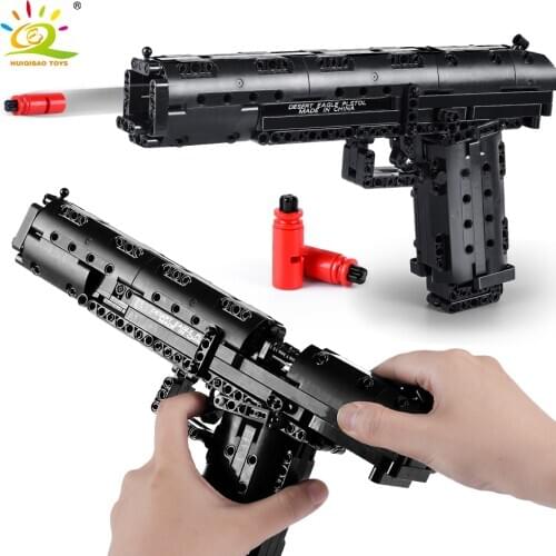 HUIQIBAO 563Pcs Military Weapon DIY Desert Eagle Gun Building Blocks Technical City Gun Pistol Assembly Bricks Toys Children
