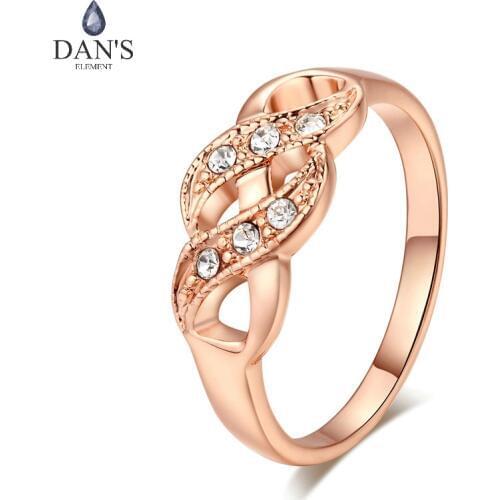 DANS ELEMENT Cubic Zirconia Infinity Rings For Women Rose Gold Color Fashion Wedding/Engagement Jewelry Womens Ring DER334