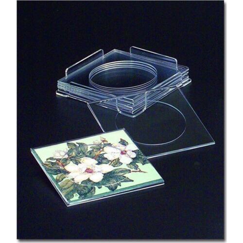 Square Clear Acrylic Cocktail Coaster Napkin Holders, Set of 6 - Coasters Only