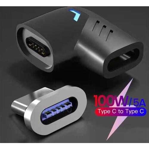 5A 100W USB C To Type C Magnetic Adapter Fast Charging Coverter USB Elbow Connector For iPhone12 Pox Max Xiaomi 11 10 Huawei P40