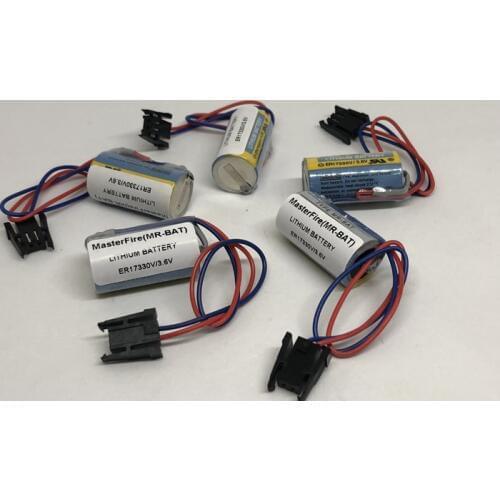 MasterFire 9pcs/lot New Original Battery For ER17330V MR-BAT CNC 3.6V 1700mah PLC Lithium Batteries with Plugs For Mitsubishi