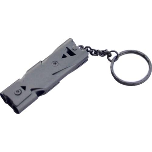 Multifunction Outdoor Double Tube 150db Loud Whistle Camping Survival Stainless Steel Whistle with Keyring Keychain