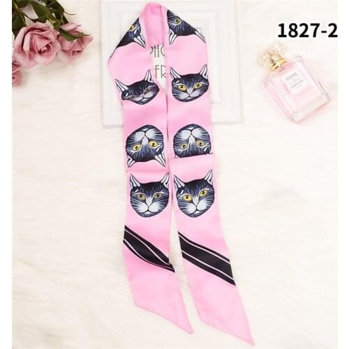 Fashion cat head printing bag scarf luxury brand ladies silk scarf tied handbag small ribbon wild tie scarf BS66