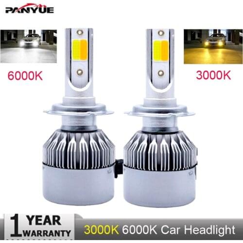 Muxall Super bright Auto H7 H11 LED Car Headlight 9012 H1 H3 880 881 H27 H4 LED Dual Color Headlight Kit 3000K 6000K