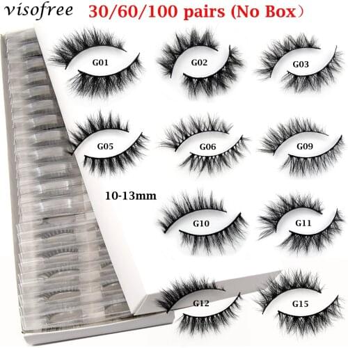 Wholesale Mink Eyelashes 30/60/100pcs Visofree Lashes 3D Mink Lashes No Box Natural False Eyelashes Makeup False Lashes In Bulk