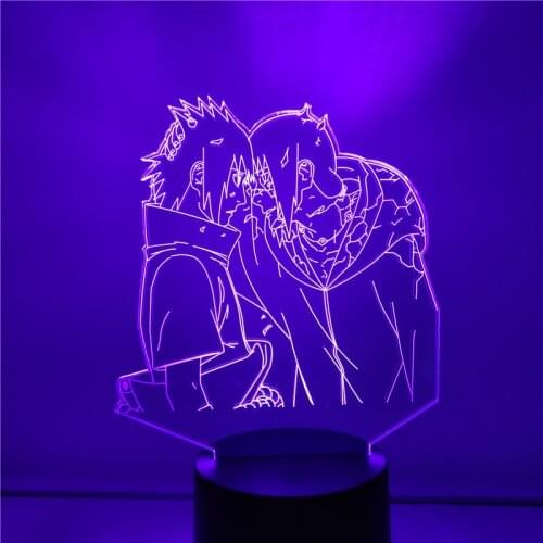Naruto Uchiha Itachi Sauske Anime 3D Night Lights Led Shippuden Bedside Lamp USB Color Changing Nightlamp Xmas Gift