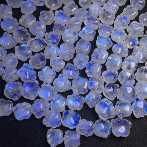Natural Stone Rainbow Blue Moonstone Cat Paw Pendant Home Decoration Crystal Reiki Healing Fashion Jewelry Gift For Women
