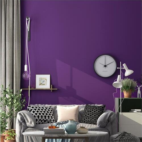 Beibehang Bedroom romantic purple living room modern minimalist pure pigmented waterproof non-woven TV background wallpaper