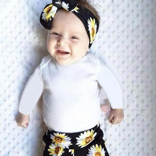 Newborn Infant Baby Girls Clothes ( Romper+Chrysanthemum Pants+Headband )3PCS/Set Baby Girls Clothing Sets