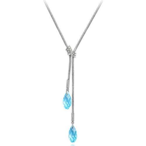Drop-shaped Crystals From Swarovski Necklace Women Pendants New Fashion Statement Tassel Long Necklaces Gifts Jewelry