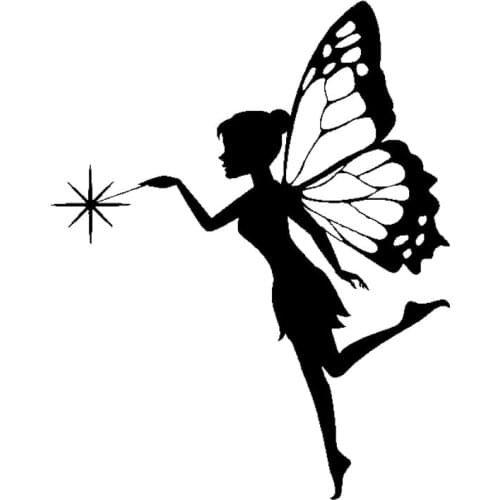 Personalized Car Sticker Butterfly Fairy Accessories Pvc Waterproof Sunscreen Decal Black/Silver/Red/White/Laser 15cm * 12cm