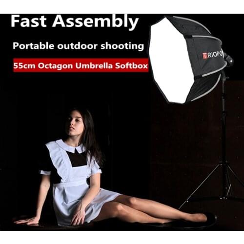 TRIOPO 55cm Portable Outdoor Octagon Umbrella Softbox For Godox V860II TT600 TT685 YN560 III IV TR-988 Flash Speedlite Soft Box