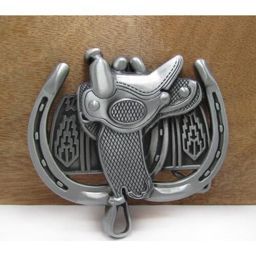 BuckleClub zinc alloy wholesale retro western horse saddle jeans gift belt buckle FP-02230 for men 4cm width loop