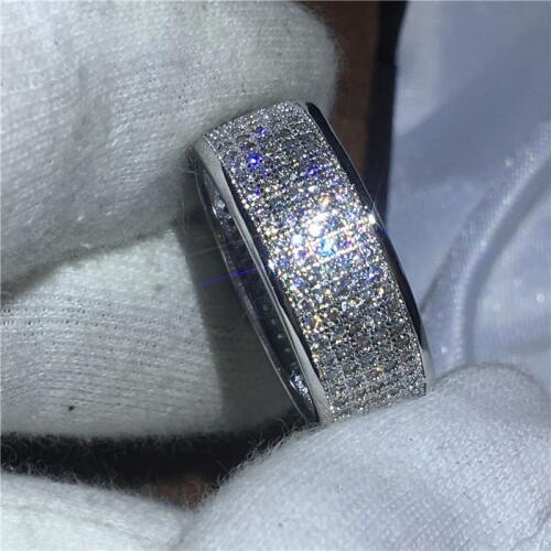 Handmade Luxury ring Pave setting 250pcs AAAAA zircon cz White Gold Filled Enagement Wedding Band Rings for women Men Gift