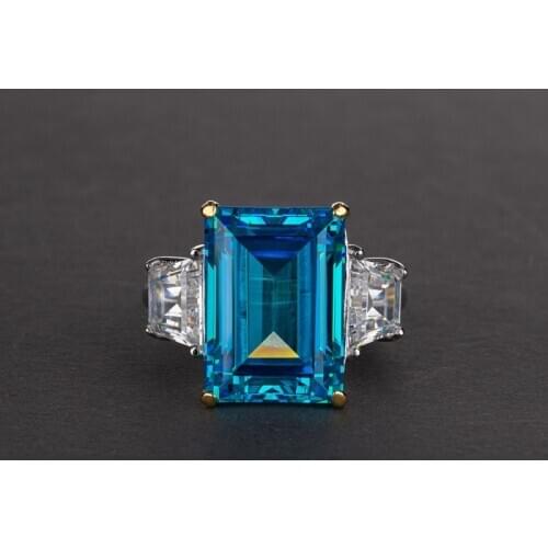 Luxury Brand Big Rectangle AAAAA+ Zircon Wedding Rings For Women Top Silver Color Colorful Stone Female Ring Jewelry