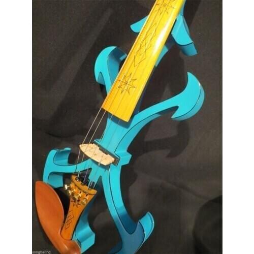Handmade Solid Wood New Streamline Model Top Art Blue Color 4/4 Electric Violin/Violino Case Bow