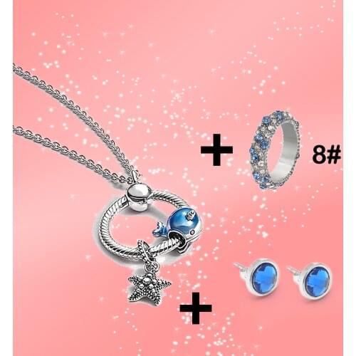 Seialoy New Ocean Animal Dangle Snake Chain Pendant Necklace Starfish Charm Necklace For Women Original Fine Girl Jewelry Gift