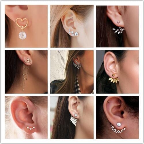 Crystal Flower Drop Earrings For Women 2020 New Fashion Jewelry Double Sided Gold Silver Earrings Gift For Party Best Friend