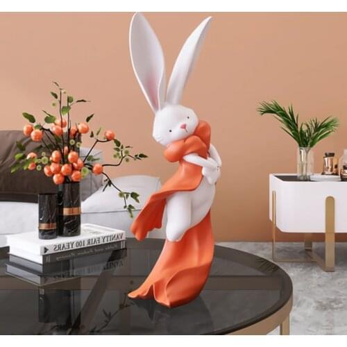 Nordic Tabletop Decoration Fairy Rabbit Statue Modern Home Decor Animal Figurines Resin Sculpture Arts Crafts Creative Girl Gift