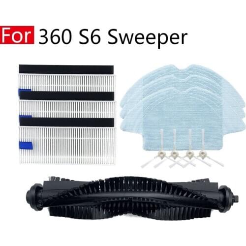 Replacement for 360 S6 Sweeping robot vacuum cleaner Household accessories hepa Filter mop rag rolling Side brush Spare parts