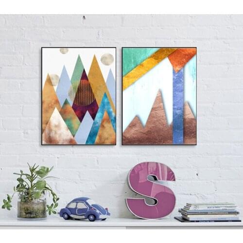 Modern Multicolored Abstract Geometric Graphic Wall Art Canvas Painting Picture Poster and Print Gallery Living Room Home Decor