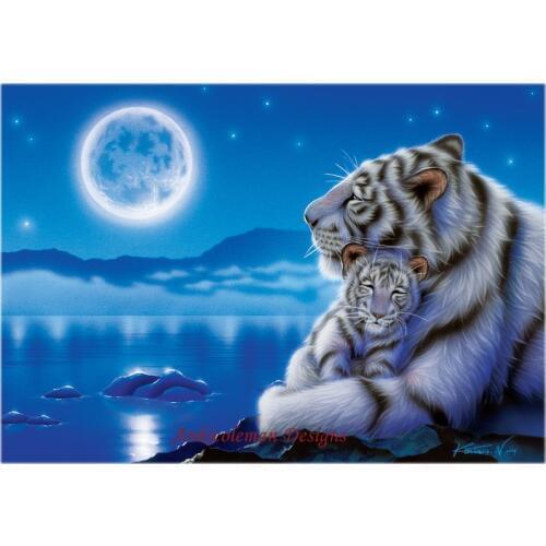 Needlework for embroidery DIY DMC color High Quality - Counted Cross Stitch Kits 14 ct Oil painting - White Tigers at Night
